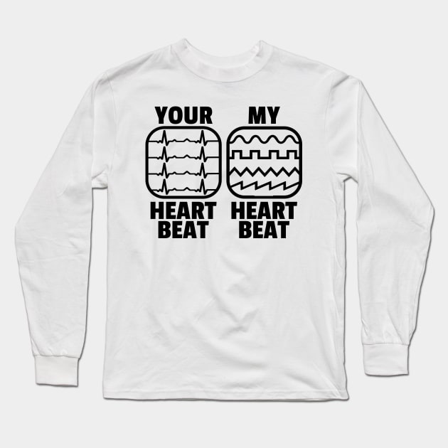 Funny Analog Synthesizer Heartbeat Waveforms ADSR Long Sleeve T-Shirt by Kuehni
